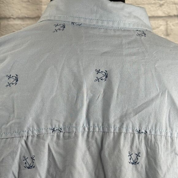 Nautica Anchor Mens 2XLT Short Sleeve Button-Up Big & Tall Sailor Blue Navy - Picture 6 of 9